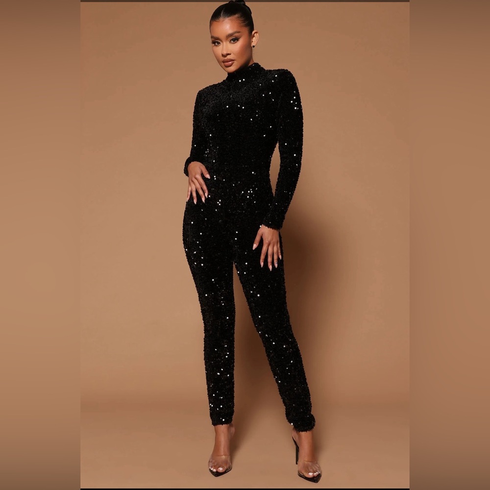 *NWT* black sequin jumpsuit